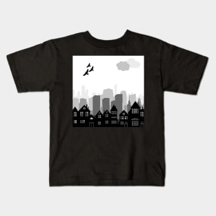 Cloudy City Day Kids T-Shirt